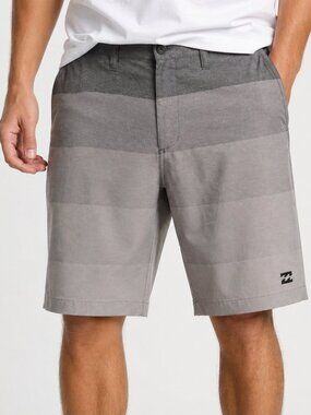 $75 Retail Billabong Crossfire Boardwalk Shorts Gray Striped Size 34